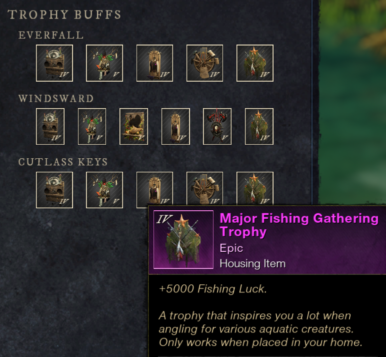 New World Fishing Luck Guide trophies
