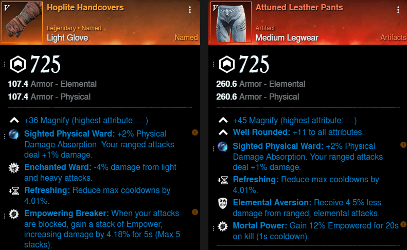 Shrapnel DPS Build gloves and pants for New World Season 9