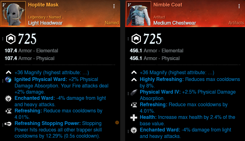 The Mechanic Build helm and chest for New World Season 9