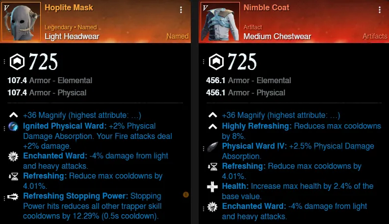 The Mechanic Build helm and chest for New World Season 9