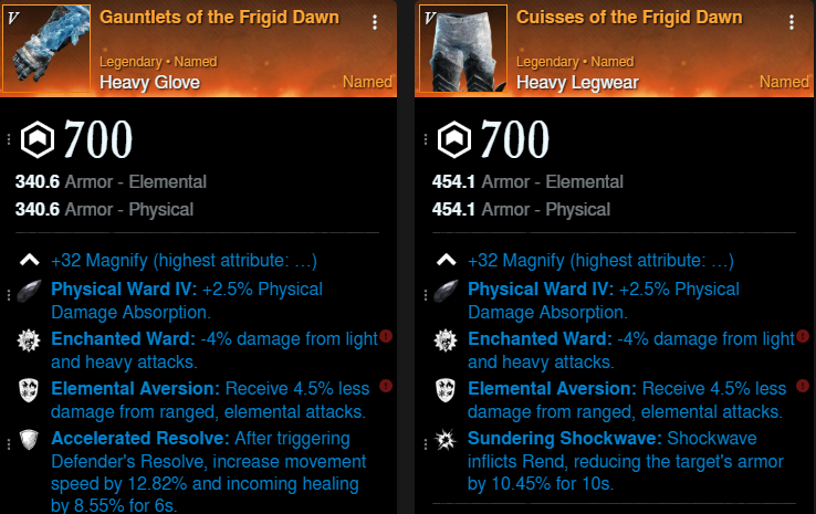 Mutated Tank Build gloves and pants for New World Season 9