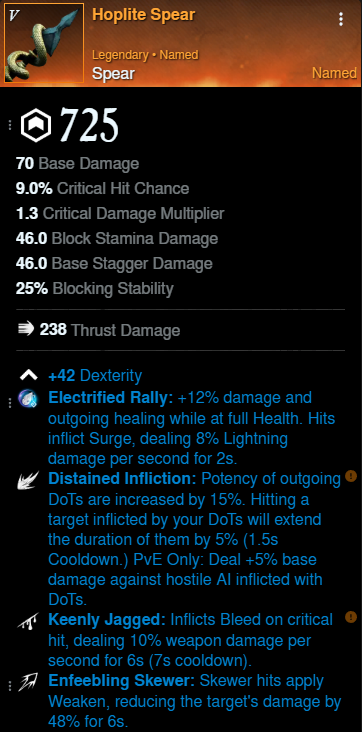 The Butcher Build offhand spear for New World Season 9