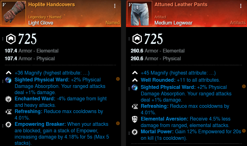 Aconite Build gloves and pants for New World Season 9
