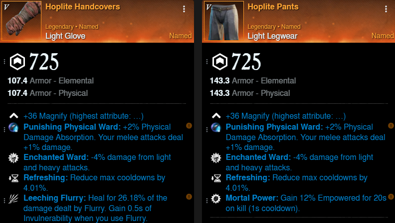 Finisher Bleed Build gloves and pants for New World Season 9