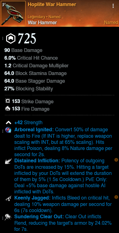 Sin Build offhand war hammer for New World Season 9